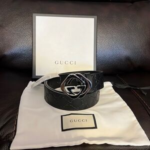 Gucci Microguccissima GG leather mens belt